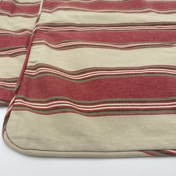 Pottery Barn Pillow Shams Set 2 Tan Red Striped 20"x20" Throw Pillows Cotton - Picture 2 of 10